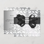 Elegant White en Silver Invite met Diamond Bow Kaart (Voorkant / Achterkant)