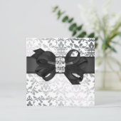Elegant White en Silver Invite met Diamond Bow Kaart (Staand voorkant)