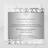 Elegant White en Silver Invite met Diamond Bow Kaart (Achterkant)