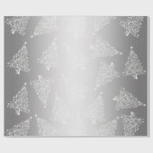 Elegant White en Silver-kerstboompatroon Cadeaupapier (Vlak)
