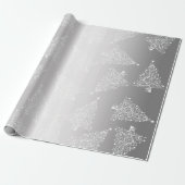 Elegant White en Silver-kerstboompatroon Cadeaupapier (Uitgerold)