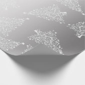 Elegant White en Silver-kerstboompatroon Cadeaupapier (Hoek)