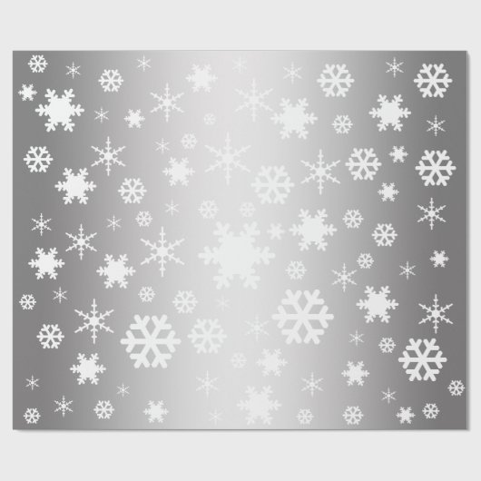 Elegant White en Silver Kerstmis Snowflake Patroon Cadeaupapier (Vlak)
