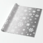 Elegant White en Silver Kerstmis Snowflake Patroon Cadeaupapier (Uitgerold)
