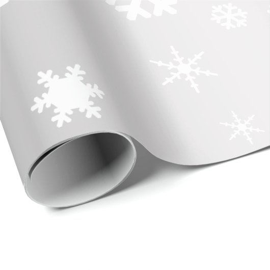 Elegant White en Silver Kerstmis Snowflake Patroon Cadeaupapier (Rol Hoek)
