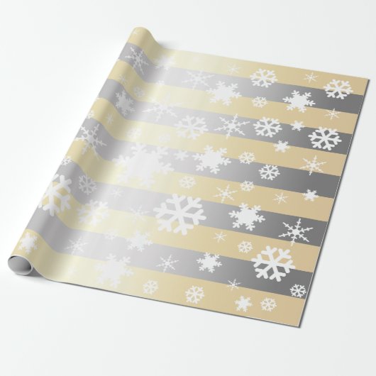Elegant White en Silver Kerstmis Snowflake Patroon Cadeaupapier (Uitgerold)