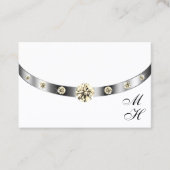Elegant White en Silver met Monogram Diamonds Visitekaartje (Voorkant)