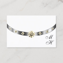 Elegant White en Silver met Monogram Diamonds Visitekaartje