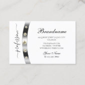 Elegant White en Silver met Monogram Diamonds Visitekaartje (Achterkant)
