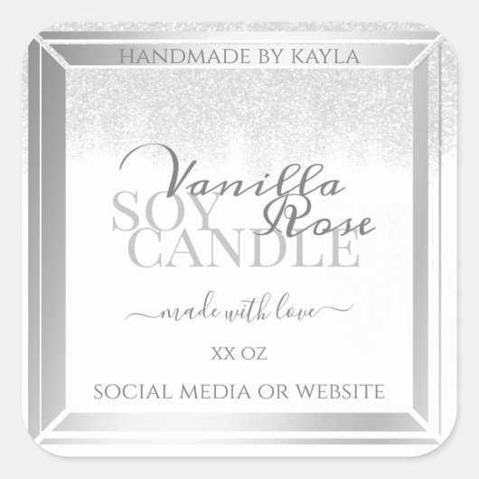 Elegant White en Silver Product Packaging Labels (Voorkant)