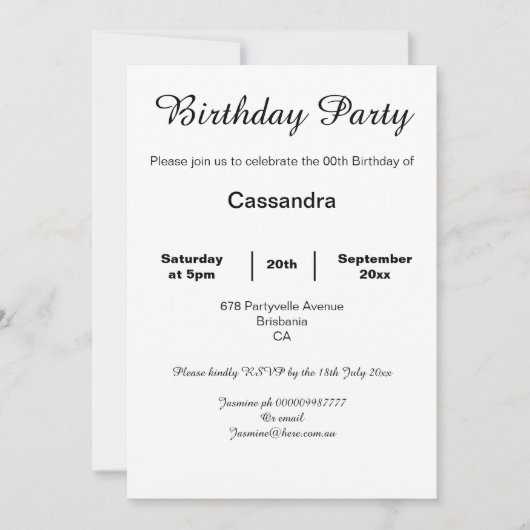 ELEGANT WHITE EN ZWARTE LACE BIRTHDAY PARTY BLACK KAART (Voorkant)