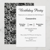 ELEGANT WHITE EN ZWARTE LACE BIRTHDAY PARTY BLACK KAART (Voorkant / Achterkant)