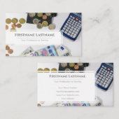 Elegant white euro money financial expert visitekaartje (Voorkant / Achterkant)