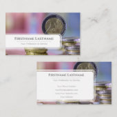 Elegant white euro money financial expert visitekaartje (Voorkant / Achterkant)
