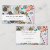 Elegant white euro money financial expert visitekaartje (Voorkant / Achterkant)