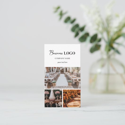 Elegant White Event Planning Business 3 Foto's Visitekaartje (Staand voorkant)