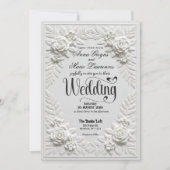 Elegant White Faux Embossed Bas-Relief Wedding  Kaart (Voorkant)