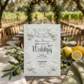 Elegant White Faux Embossed Bas-Relief Wedding  Kaart