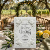 Elegant White Faux Embossed Bas-Relief Wedding  Kaart