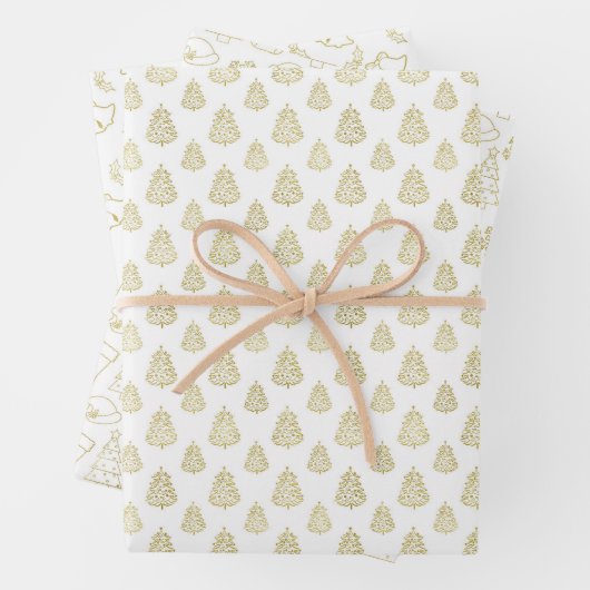 Elegant White Faux Fold Folie Kerstmis Inpakpapier Vel (In situ)