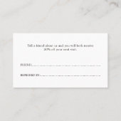 Elegant White Faux Gold Beauty Salon Referral Kaar (Achterkant)