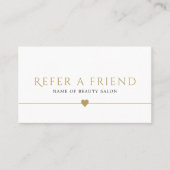 Elegant White Faux Gold Beauty Salon Referral Kaar (Voorkant)