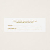Elegant White Faux Gold Beauty Salon Referral Kaar Mini Visitekaartjes (Achterkant)