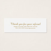 Elegant White Faux Gold Beauty Salon Referral Kaar Mini Visitekaartjes (Voorkant)