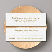 Elegant White Faux Gold Beauty Salon Referral Kaar Mini Visitekaartjes