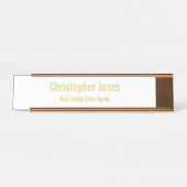 Elegant White Faux Gold Kantoor Executive Title DI Bureau Naambordje (Voorkant)