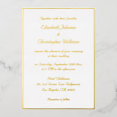 Elegant White Faux Gold Modern Custom Wedding Folie Uitnodiging (Voorkant)