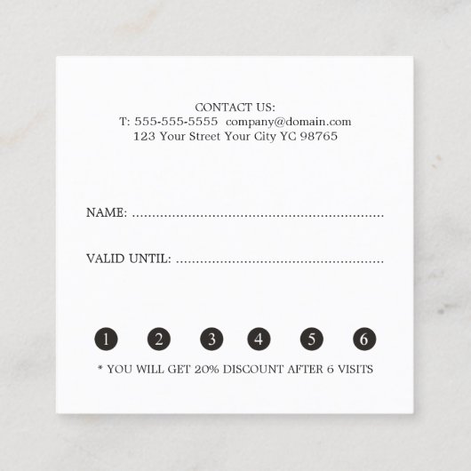 Elegant White Faux Gold Scissor Loyalty Kaart (Achterkant)