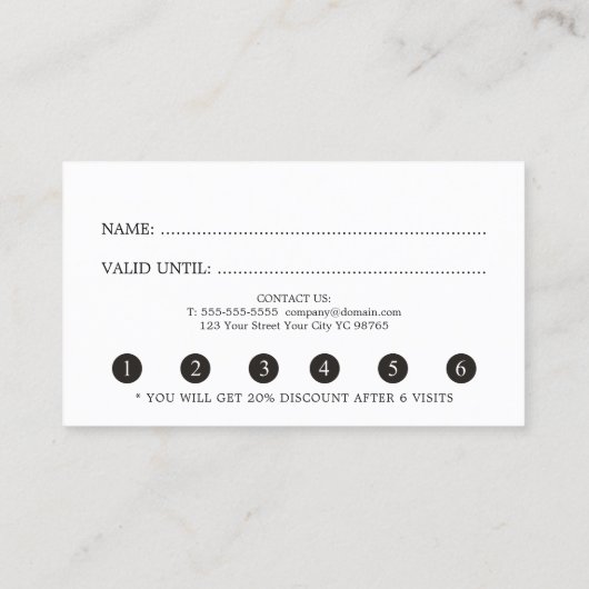 Elegant White Faux Gold Scissor Loyalty Kaart (Achterkant)