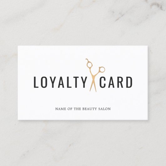 Elegant White Faux Gold Scissor Loyalty Kaart (Voorkant)
