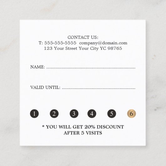 Elegant White Faux Gold Scissor Loyalty Kaart (Achterkant)