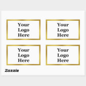 Elegant White Faux Gold Sjabloon Uw Logo hier Rechthoekige Sticker (Vel)