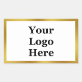 Elegant White Faux Gold Sjabloon Uw Logo hier Rechthoekige Sticker (Voorkant)