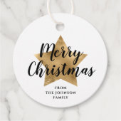 Elegant White Faux Gold Star Merry kerst Bedankjes Labels (Voorkant)