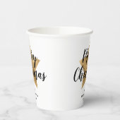 Elegant White Faux Gold Star Merry kerst Papieren Bekers (Links)