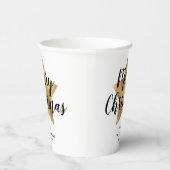 Elegant White Faux Gold Star Merry kerst Papieren Bekers (Rechts)