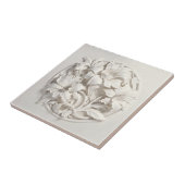 Elegant White Faux Relief Flowers Tegeltje (Zijkant)