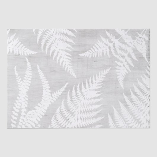 Elegant White Fern op Canvas Burlap Texture Tissuepapier (Voorkant)