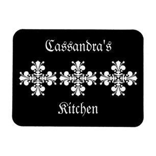 Elegant white fleur de lis damask motif magneet