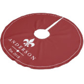 Elegant White Fleur de Lis & Red | Gepersonaliseer Kerstboom Rok (Gekanteld)