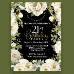 Elegant White Floral 21st Birthday Kaart<br><div class="desc">Elegante Witte Bloemen 21e Verjaardag Uitnodiging voor Vrouwen. U kunt de voorbeeldtekst eenvoudig in uw eigen tekst wijzigen door op Aanpassen te klikken. Klik op Aanpassen/Bewerken met het ontwerpgereedschap om het lettertype,  de tekenkleur en de tekengrootte te wijzigen of om tekst of ontwerpelementen toe te voegen/te verwijderen/te wijzigen.</div>