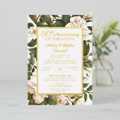 Elegant White Floral 50th Wedding Jubileum Folie Uitnodiging (Staand Voorkant)