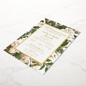 Elegant White Floral 50th Wedding Jubileum Folie Uitnodiging (Gedraaid)