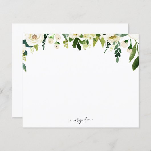 Elegant White Floral — Aangepaste naam — Papier (Voorkant / Achterkant)
