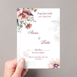 Elegant White Floral Acrylic Wedding Invitation Acryl Uitnodigingen