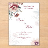 Elegant White Floral Acrylic Wedding Invitation Acryl Uitnodigingen (Voorkant)